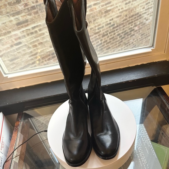 🌸FRYE🌸 Melissa Tall Black Leather Riding Boots size 6 - Picture 3 of 12